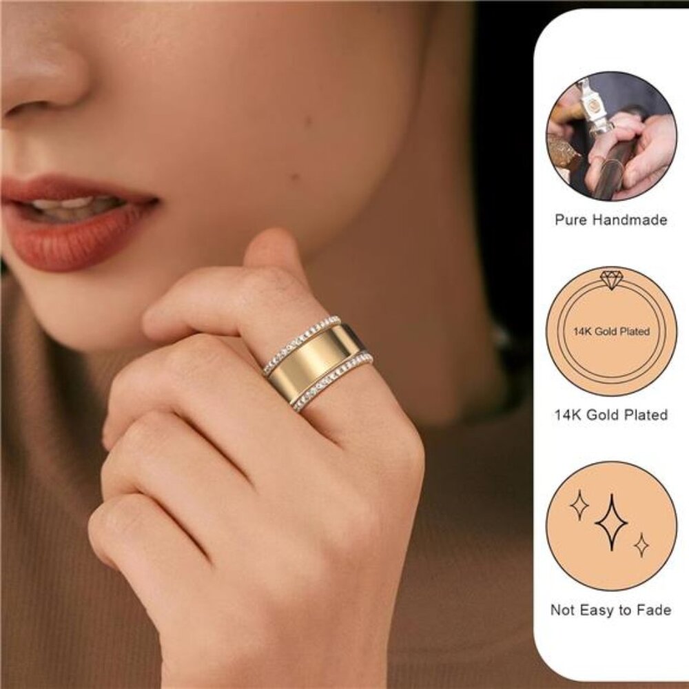 2-Pack 14K Gold Plated Stacking Rings for Oura Ring Gen 4/Oura Ring Gen 3, - Picture 3 of 7